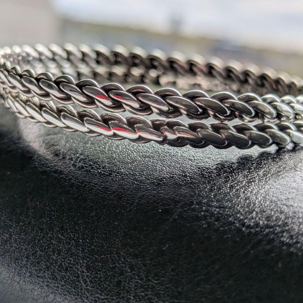 925 Silver Twisted Chain Bracelets Set of 2